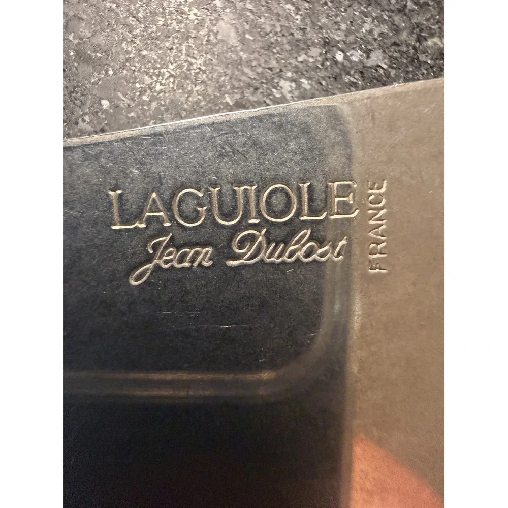 Laguiole Jean Dubost France Cheese Knife & Cleaver Set Faux Brown Horn Handles